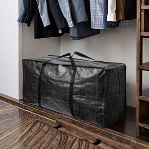 Extra Large Reusable Storage Moving <b>Totes</b> Bag with Zipper Heavy Duty <b>Plastic</b> Dustproof Cover and Stronger Handles - Product Image 2