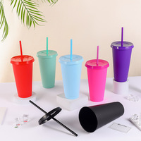 Gobelets en plastique colorés sans BPA de 16 oz/24 oz, gobelets froids, bouteille d'eau Macaroon, bouteille réutilisable avec enveloppes UV DTF