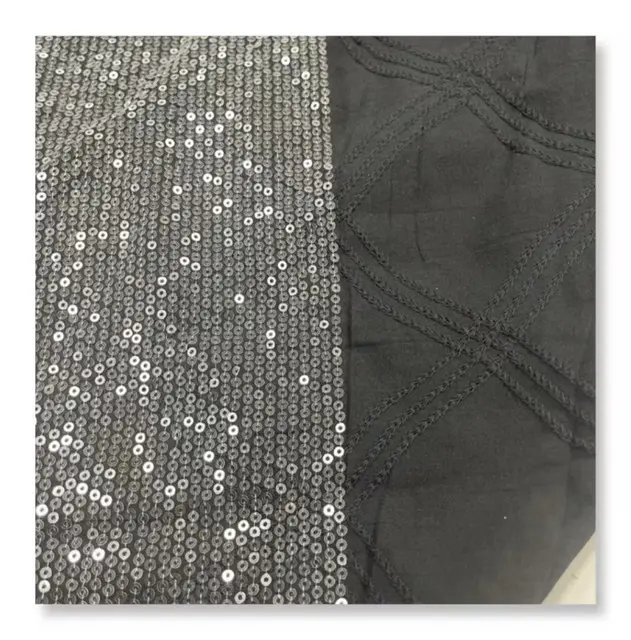 Shaoxing-tela bordada transparente con lentejuelas para mujer, textil personalizado, tela bordada Invisible para diseño de moda
