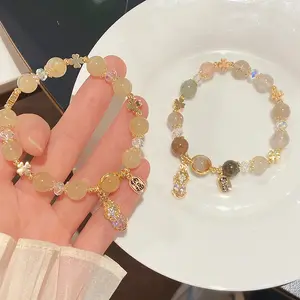黄色水晶手链批发供应商新设计高品质水晶珠手链女性