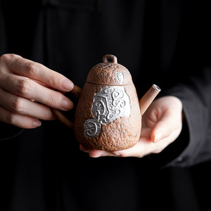 Teiera in ceramica stile giapponese fatta a mano in stile Kung Fu Vintage Old Rock <span class=keywords><strong>Silver</strong></span> teiera Set da tè e caffè - Product Image 4