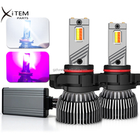 Ampoule de phare de voiture LED bicolore H3 HB4 H27 881 H7 H4 H1 H11 880, éclairage antibrouillard, rose et blanc en un seul éclairage