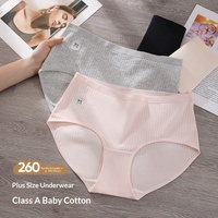 Braguitas de algodón puro de punto para mujer, talla grande, 300 libras, cintura alta, entrepierna extendida, antibacterianas, finas y holgadas, corte triangular.