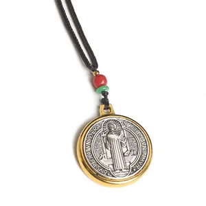 A minimalist alloy pendant European American holy images featuring Saint Benedict Nusia