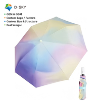 Parapluie pliant dégradé arc-en-ciel, motif teinté personnalisé, mini-parasol portable soleil/pluie, logo personnalisé, vente en gros