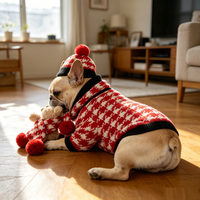 Ensemble de vêtements pour chien chauds pour l'hiver, bonnet et écharpe en tricot pied-de-poule, 3 pièces, pour petits chiens