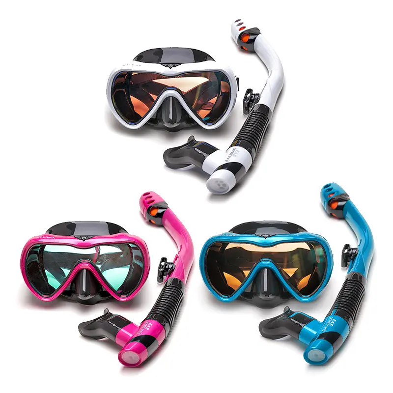 Zjfit Gecoat Gehard Glas Enkele Lens Duikbril Droge Top Snorkelmasker En Snorkelset Voor Volwassenen