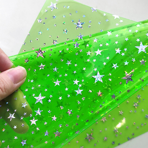 Colorato in fabbrica pellicola trasparente <span class=keywords><strong>0</strong></span>.5mm Glitter PVC rullino con motivo a stella scintillio vinile per confezione regalo fai da te artigianato per feste - Product Image 3