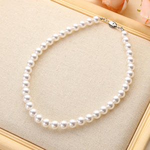 Collana di perle semplici rosa chiaro all'ingrosso di moda bianca Elegan lusso per ragazze colletto lungo alla moda collana di perle per le donne - Product Image 4