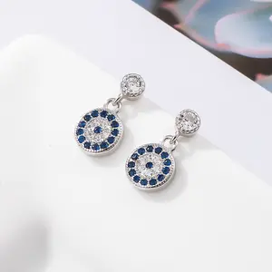 Hot Sale Classic Eye Sets 925 Sterling Zilver Blauw Boze Ogen Zirkoon Hanger Ketting Armband Oorbellen Sieraden Set