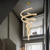 Lustre en cristal moderne de luxe léger pour salon de villa duplex, et lustre long de luxe pour hall d'hôtel duplex et escalier creux