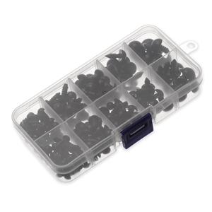 100 pièces poupée plastique yeux de sécurité avec boîte de rangement accessoires DIY Animal marionnette poupées oeil noir artisanat boule oculaire avec rondelles - Product Image 1