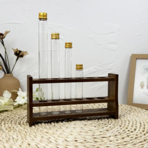 Tubo de ensayo de vidrio de tamaños personalizados de alta resistencia con tapón de rosca dorado - Product Image 1