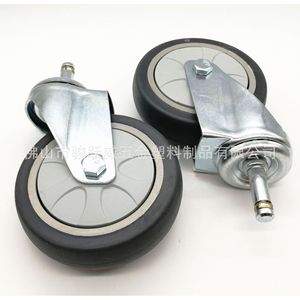 Ruedas giratorias silenciosas de goma con inserto de 100x27 mm con rodamiento para muebles - Product Image 4