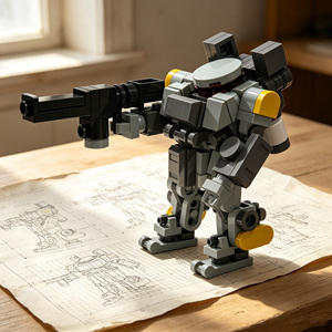 Patrol Trooper No 4 DIY Mecha Robot Building <b>Blocks</b> Bricks Set STEM Educational Construction Assembly Toy Kit For Kids Boys Gift - Product Image 2