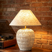 Lampe de table en céramique avec abat-jour en tissu de lin, lampe de bureau à base en céramique pour décoration intérieure, lampe de chevet, lumière de nuit, décoration d'hôtel, décoration de maison