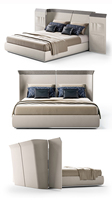 1 quantité minimale de commande de luxe moderne super blanc lit king size chambre à coucher en cuir meubles à cadre en bois avec tête de lit