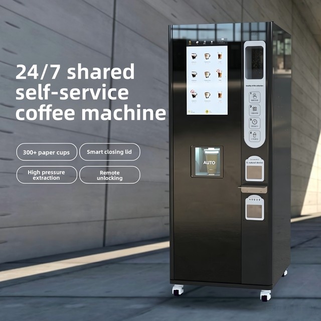 Commercial Self-service Coffee Vending Machine Unmanned Fresh Grinding All-automatic Coffee Milk Tea Combination Unit 6L