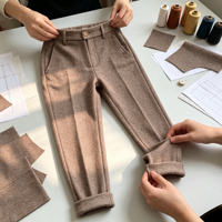 Pantalon habillé vintage pour femme, taille mi-haute, coupe droite, long, infroissable, avec braguette boutonnée, respirant, couleur personnalisable