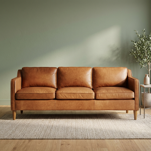 Wood Living Room Furniture Industrial Vintage Genuine Leather <b>Foam</b> Square Sectional Reclining 3 Seater <b>Sofa</b> - Product Image 3