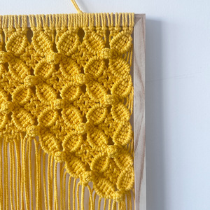 Décoration murale tissée à la main de style Zhxs, ornements suspendus à pompons jaunes chauds, pas besoin de percer, <span class=keywords><strong>tapisserie</strong></span> de fond - Product Image 4