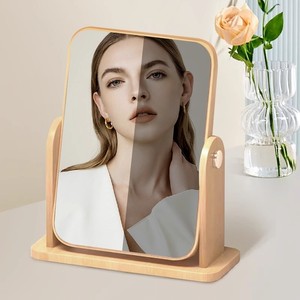 Desktop Wooden Rotating Dressing <b>Mirror</b> <b>Rectangular</b> Home Use Makeup <b>Mirror</b> - Product Image 2
