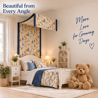 Moustiquaire de lit rectangulaire suspendue au plafond en coton pour enfants, motif floral vintage américain, rideau de lit pour chambre d'enfant