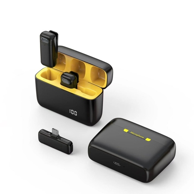 MP25 Wireless Condenser Microphone C Connector-Portable Speaker for Gaming Interview YouTube Live Streaming Noise Cancelling