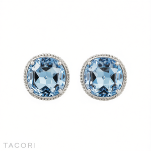 Orecchini a perno Tacori blu con incastonatura a castone, gioielli classici da donna, idea regalo - Product Image 1