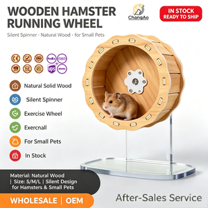 Rueda de Ejercicio de Madera para Hámster, Silenciosa, de Madera Natural, <span class=keywords><strong>Juguete</strong></span> para Mascotas Pequeñas, Chinchilla, Conejillo de Indias, Gerbil - Product Image 1