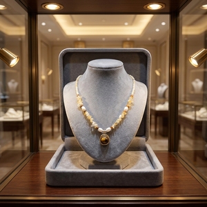 Collier en acier inoxydable <span class=keywords><strong>CL</strong></span> Natural Tiger's Eye plaqué or 18 carats avec perles de culture d'eau douce et cristaux, bijoux pour femme, cadeau tendance 2026 - Product Image 4