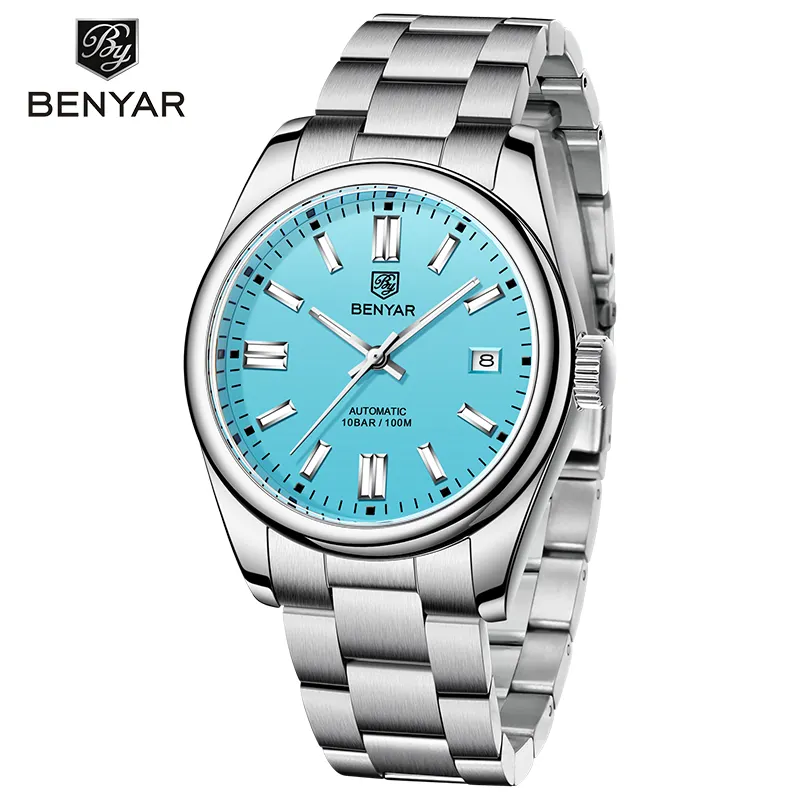 BENYAR 5185 Seagull ST6 Movement Automatic Mechanical watches Stainless Steel Business Watches Wristwatch for Men