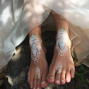 OEM Custom Sexy inferiore mezzo braccio temporaneo matrimonio Henna tatuaggio adesivi 3D <span class=keywords><strong>Art</strong></span> impermeabile marrone bianco nero stampato - Product Image 2