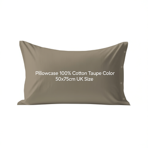 Taie d'oreiller 100% coton couleur taupe 50X75cm taille UK - Product Image 3