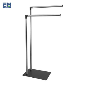 En forma <span class=keywords><strong>de</strong></span> L <span class=keywords><strong>de</strong></span> acero inoxidable ropa <span class=keywords><strong>de</strong></span> <span class=keywords><strong>pie</strong></span> estante extraíble toalla Rack percha - Product Image 3