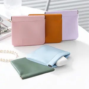 pu waterproof shard automatic closing storage bag cosmetic bag carry key lipstick data cable storage bag