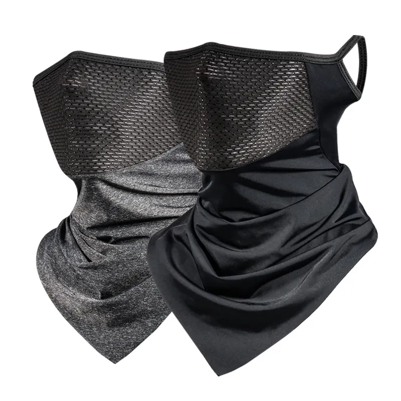 UV-Bescherming Ijs Zijde Cycling Nylon Verkoelende Mesh Ademende Golf Hals Gaiter Gezicht Covers Sjaal Bandana Met Oor Lussen