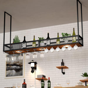 Estante de vino de hierro extensible de estilo americano, armario colgante montado en la pared para hotel, restaurante, habitaciones privadas, diseño moderno 20-29 - Product Image 6