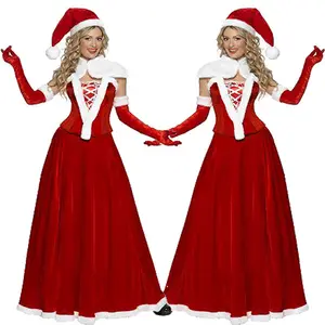New Costume Christmas Outfit Christmas One-Piece Suit Shawl Christmas Performance Wear Long Dress