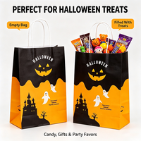 Sac en papier d'Halloween personnalisé avec logo imprimé, sac cadeau en papier kraft pour bonbons, idéal pour les fêtes, emballage de courses, vente en gros