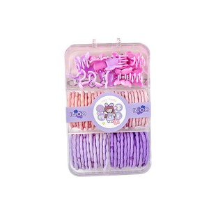 Hair Ties Set With Clips And Bands For Girls <b>Soft</b> Elastic Cute Cartoon Design Daily Use Five Compartment <b>Box</b> - Product Image 5