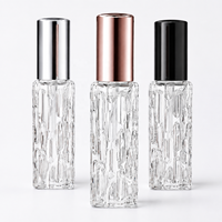 Flacon pulvérisateur de parfum en verre texturé 10ml 15ml, atomiseur de parfum portable vide avec capuchon or rose, argent ou noir