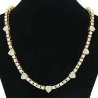 Collier ras du cou en alliage Hip Hop avec strass Bling CZ, cœurs d'amour, chaîne de Tennis à une rangée