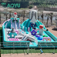Ceyu - Castillo Inflable Grande de PVC para Exteriores con Temática de Exploración Espacial, Parque de Juegos Inflable para Niños, Parque de Saltos con Bungee para Niños
