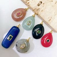 Nouveau pendentif en pierre naturelle, cristal bleu, agate noire, cristal de fraise, ellipse, triangle, carré