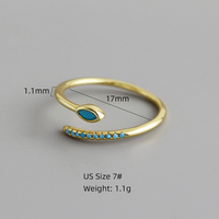 Bague ouverte pour couple en argent sterling 925 avec zircon marquise coloré, bijou punk classique unique pour femme