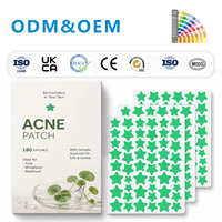 Patchs Hydrocolloïdes Coréens Étoiles Colorées de Qualité Supérieure à l'Huile d'Arbre à Thé, Traitement Hydratant Ciblé pour l'Acné du Visage