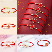 Bracelet corde rouge ajustable 12 signes du zodiaque, bijou de charme tissé à la main, cadeau d'amitié pour couple, nouveauté