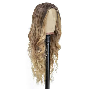 Perruque longue bouclée à grandes ondulations, blonde et brune, avec petite dentelle tissée dégradée, style européen-américain pour le commerce extérieur - Product Image 1