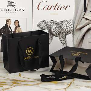 Sac d'emballage de shopping en carton blanc avec poignée en ruban de luxe personnalisé, sacs cadeaux en papier imprimés personnalisés avec votre propre logo - Product Image 6